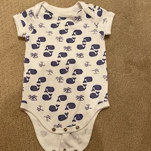 Roller rabbit whale onesie with cap and bag